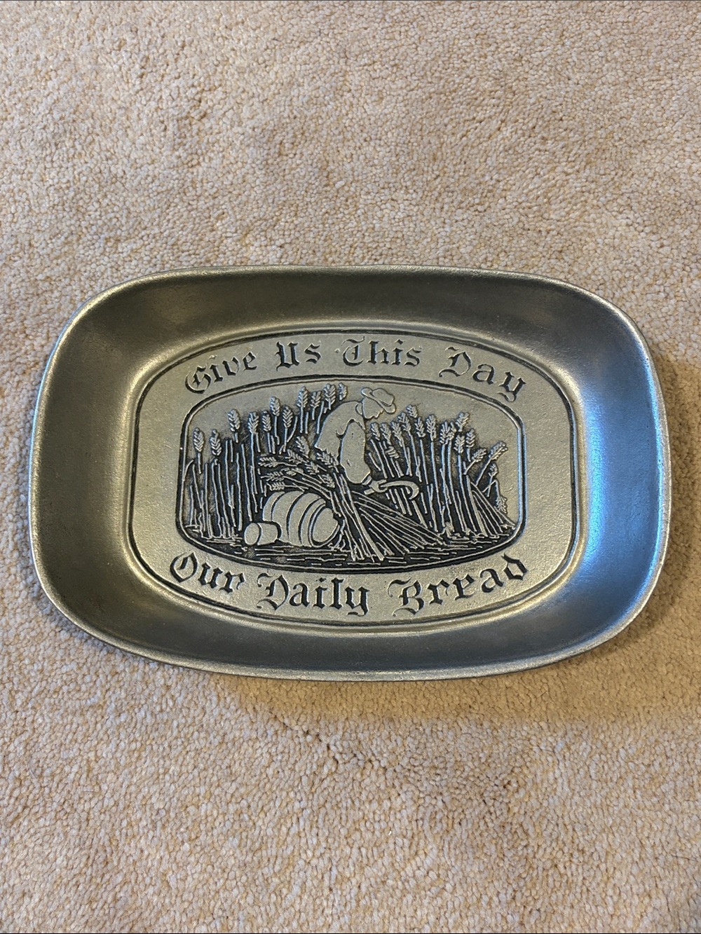 Give us this day our daily bread pewter plate